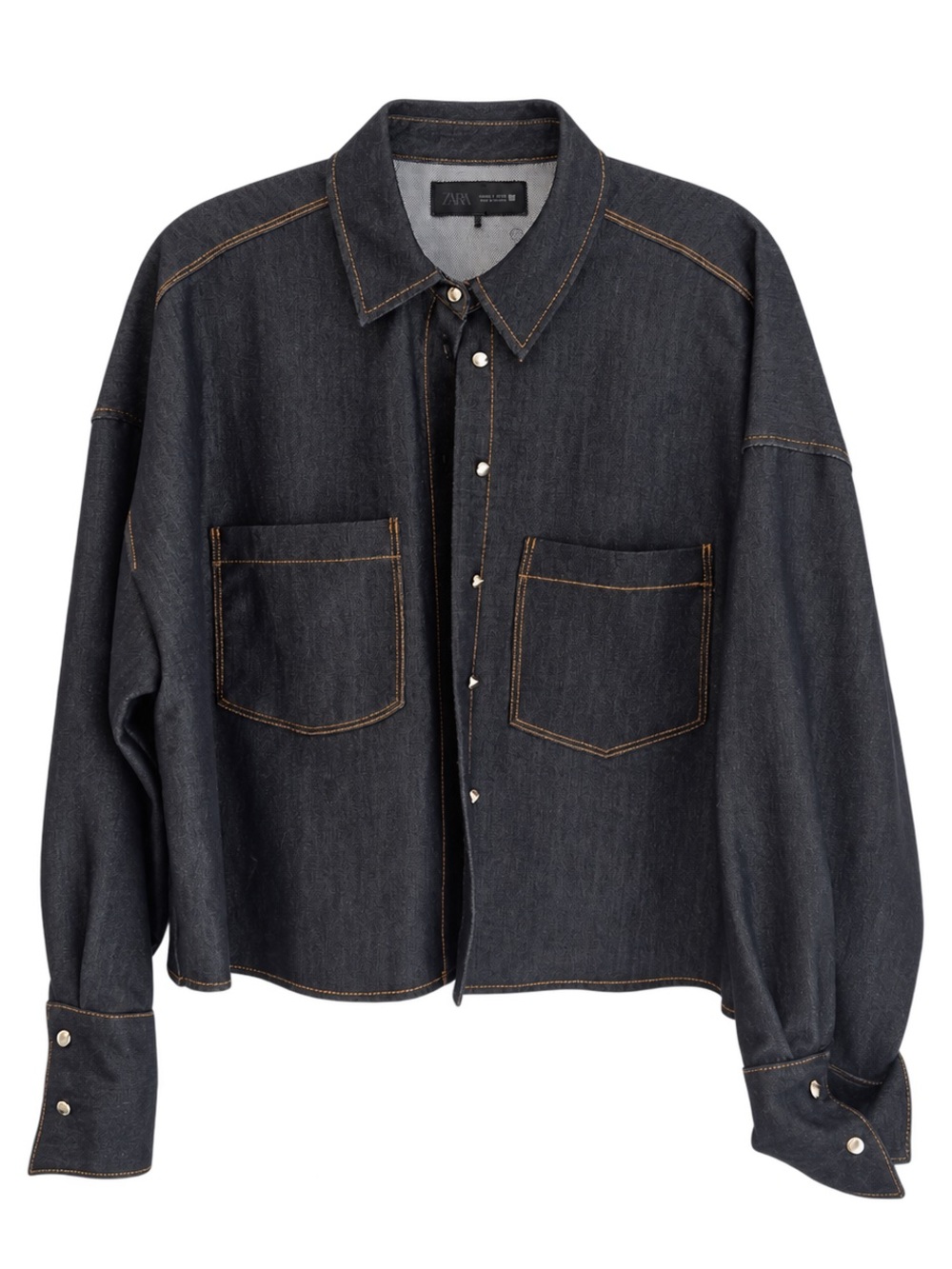 Zara Black Dark Denim Oversized Shirt Jacket